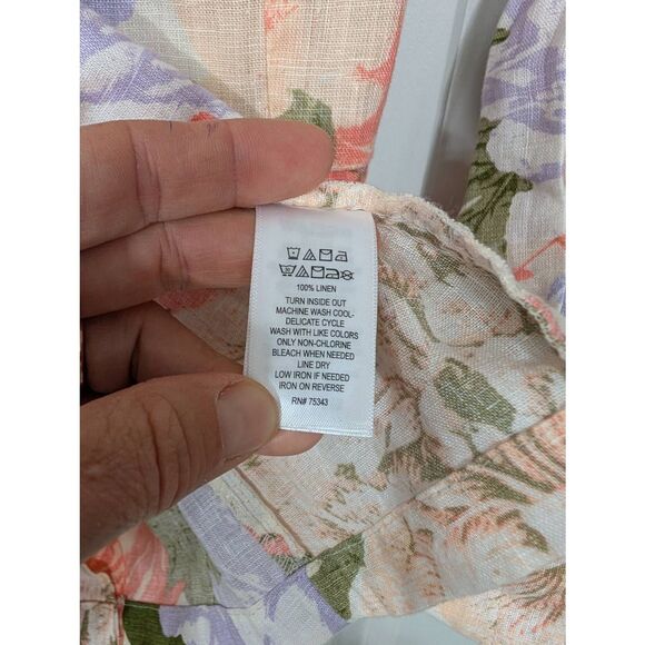 Joie Linen Floral Blazer women's medium‎ longline cream pink leafy coastal - Picture 5 of 6